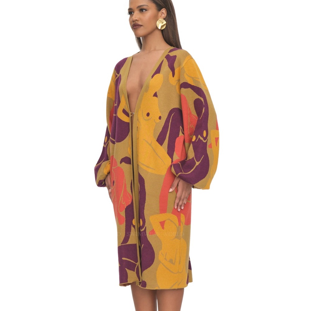 Andrea Iyamah Ona Long Cardigan Dress Cover Up S/M